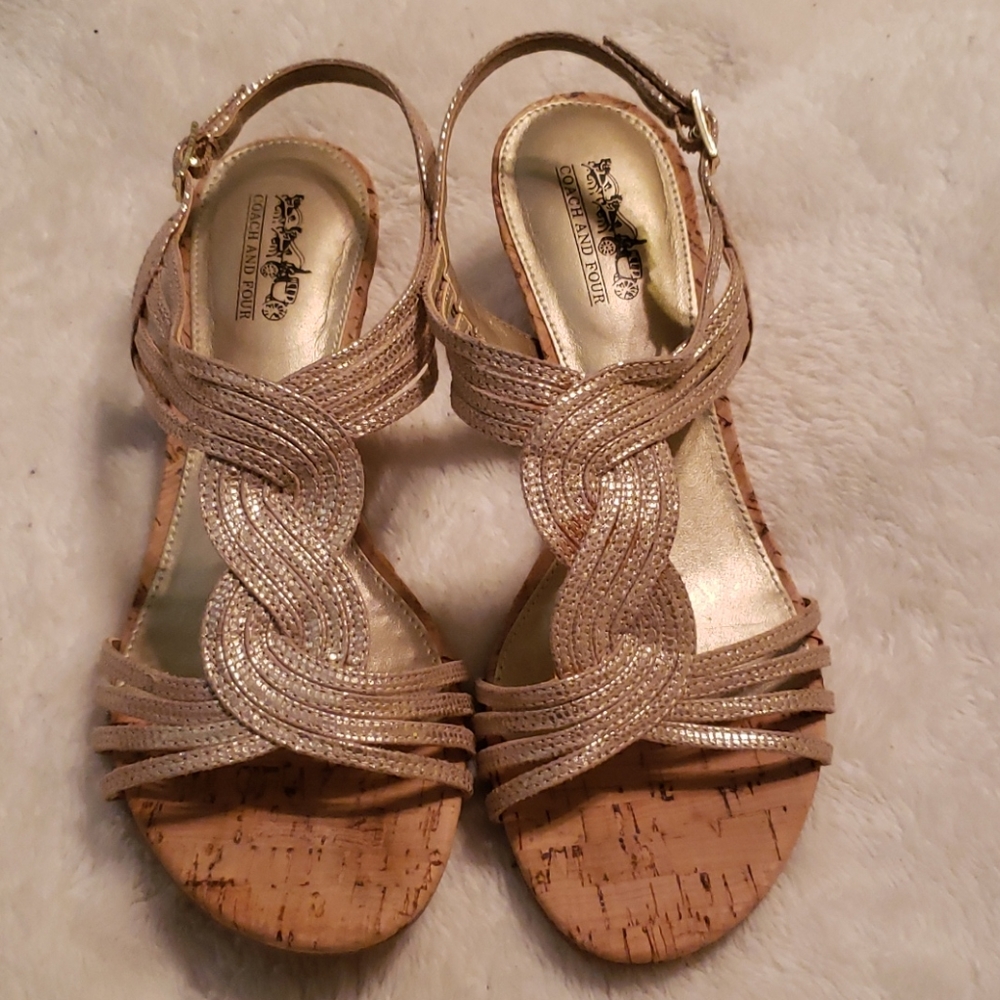 Coach and four low wedge sandals